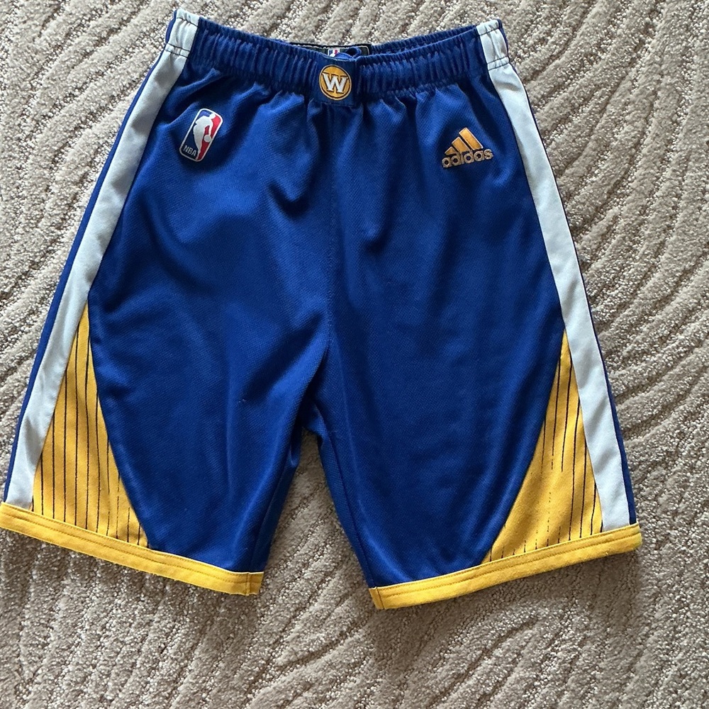 Golden state warriors Adidas Blue and Yellow Athletic Shorts